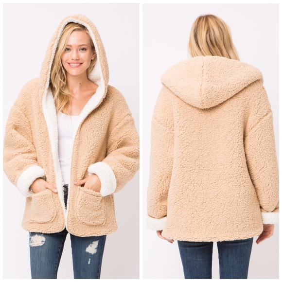 ❤️ SALE 1HR! Soft Reversible Sherpa Jacket Hoodie - Picture 6 of 7